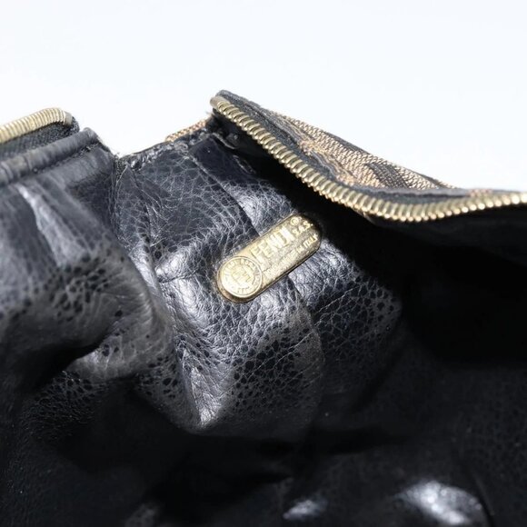 FENDI Zucca Canvas Vanity Hand Bag Black Brown Auth 149108 - Picture 12 of 16